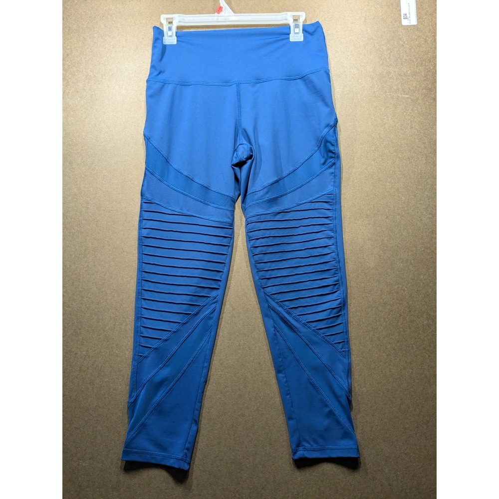 Aerie Chill Play Move Blue Moto Mesh High Waisted Leggings Womens Large